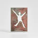Antony Gormley, One For All, 2008, Oxidized brass cutout multiple, with the original acrylic stand