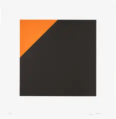 Carmen Herrera, Negro y Naranja (Black and Orange), 2021, Lithograph in colours, on BFK Rives paper, with full margins