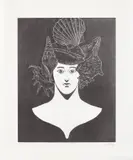Nicolas Party, Portrait with Shells, 2021, Woodcut, on Gampi-shi paper, with full margins