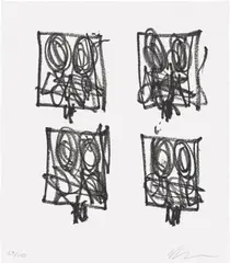 Untitled Anxious Print by Rashid Johnson, 2023, Soft-ground etching, on Hahnemühle paper, the full sheet loose (as issued), contained in the original black card folder,, sold Jan 2025