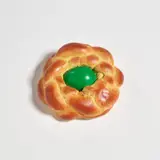 Jeff Koons, Bread with Egg (Green), 1995, Plaster multiple hand-painted with tempera in colours