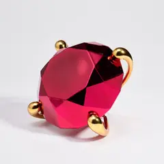 Diamond (Red) by Jeff Koons, 2020, Porcelain multiple painted in chrome, contained in the original Styrofoam-lined presentation box with metallic red print, sold Jan 2025