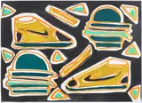 Katherine Bernhardt, Cheeseburger Deluxe, 2016, Unique lithograph in colours, on Somerset Velvet paper, with full margins