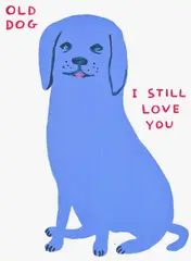 Untitled (Old Dog) by David Shrigley, 2021, Screenprint in colours, on Somerset paper, the full sheet, sold Jan 2025