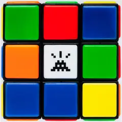 Invaded Cube, from Rubikcubism (NVDR1-1) by Invader, 2023, Giclée print in colours, flush-mounted to aluminium with metal strainer on the reverse (as issued), sold Jan 2025