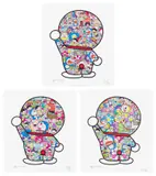Mr. Fujiko F. Fujio and Doraemon Are in the Field of Flowers; Doraemon's Daily Life; and Doraemon in the Field of Flowers by Takashi Murakami, 2018, Three offset lithographs in colours, on smooth wove paper, with full margins, sold Jan 2025
