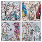 12 Arhats; 4 Arhats, One With Four Eyes; Behold! Tis the Netherworld; and Assignation of a Spirit by Takashi Murakami, 2013; and 2014, Four offset lithographs in colours, on wove paper, the full sheets, sold Jan 2025