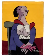 Pablo Picasso, Femme à la chaise sur fond jaune (Woman in a Chair on Yellow Background), 1980, Monumental wool tapestry
