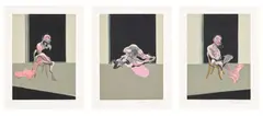 Triptyque août 1972 (after, Triptych August 1972) (S. 23, T. 24) by Francis Bacon, 1979, The complete set of three lithographs in colours, on Arches paper, two with full margins, one with trimmed margins, sold Jun 2025