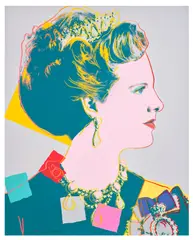 Queen Margrethe II of Denmark, from Reigning Queens (Royal Edition) (F. & S. 342A) by Andy Warhol, 1985, Screenprint in colours with diamond dust, on Lenox Museum Board, the full sheet, sold Jun 2025