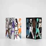 Julian Opie, Day and Night, 2021, The complete set of two acrylic block multiples with screenprint in colours on four sides