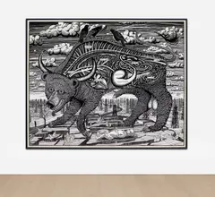 Animal Spirit (Large) by Grayson Perry, 2016, Monumental woodcut from six blocks, printed on one sheet of Fabriano Artistico paper, the full sheet, offered Jun 2025