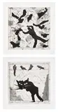 William Kentridge, Bird Catching: two plates, 2006, Two drypoint and aquatints, on Hahnemühle paper, with full margins