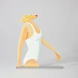 Alex Katz, Coca-Cola Girl (cutout edition) (S. 684), 2019, Shaped aluminium multiple with archival inkjet print in colours on both sides, mounted on a polished aluminium base