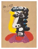 Pablo Picasso, Portraits imaginaire (Imaginary Portraits): one print, 1969, Offset lithograph in colours, on Arches paper, the full sheet