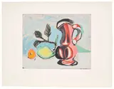 Pablo Picasso, Nature morte au citron et pichet rouge (Still Life with Lemon and Red Pitcher), circa 1960, Aquatint in colours, on BFK Rives paper, with full margins