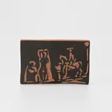Pablo Picasso, Personnages et cavalier (Figures and Horseman) (A.R. 540), 1968, Red earthenware rectangular plaque painted in black and engraved