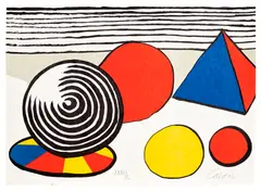 La mémoire élémentaire (Elementary Memory): one print by Alexander Calder, 1976, Lithograph in colours, on Japon nacré, the full sheet loose (as issued), with title page and text by Patrick Waldberg, a, sold Jun 2025