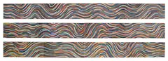 Sol LeWitt, Wavy Bands of Color (Triptych) (K. 1997.01), 1997, The complete set of three offset lithographs in colours, each on four joined sheets of Somerset Textured paper, the full sheets, with the original paper boards with printed artist's name