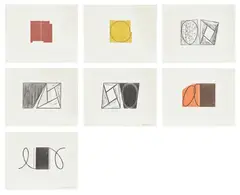 Prints 1968-1998 by Robert Mangold, 2000, The complete set of seven woodcuts in colours, on Korean Kozo paper, with full margins, the sheets loose (as issued), wi, sold Jun 2025