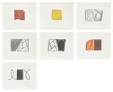 Robert Mangold, Prints 1968-1998, 2000, The complete set of seven woodcuts in colours, on Korean Kozo paper, with full margins, the sheets loose (as issued), with the accompanying catalogue raisonné of Robert Mangold Prints by Amy Baker Sandback (book and CD-Rom), title page and colophon, all contained in the original orange paper wrappers and green linen-covered fold-out box with printed artist's initials