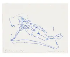 Tracey Emin, Resting in the Day, 2013, Monoprint in blue, on wove paper, the full sheet