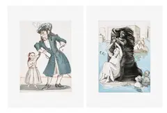 Paula Rego, Peter Pan: two plates (R. 79; 87), 1992, Two etching and aquatints in colours, on Somerset paper, with full margins