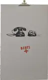 Joseph Beuys, Erdtelephon (Earth Telephone) (S. 79), 1973-77, Unique screenprint in colours, on felt board, with the accompanying metal clamp added in 1977