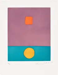 Etel Adnan, Le soleil a vécu (The Sun Has Lived), 2020, Aquatint in colours, on Arches paper, with full margins