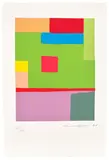 Etel Adnan, Fil du temps (Thread of Time), 2021, Etching and aquatint in colours, on Arches paper, with full margins, the sheet loose (as issued), with the accompanying book entitled Fil du temps , all contained in the original orange clamshell box with printed artist's name and title