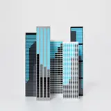 Julian Opie, Modern Towers 1, 2017, The complete set of five painted wooden multiples with screenprint in colours