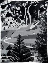 Untitled (Blanket B & W) by Jonas Wood, 2018, Cashmere blanket, sold Jun 2025