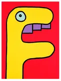 Thierry Noir, Yellow Crocodile, from East Side Heads, 2014, Screenprint in colours, on Somerset paper, the full sheet