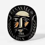 Pablo Picasso, Visage d'homme (Man's Face) (A.R. 203), 1953, White earthenware rectangular dish painted in colours, engraved and glazed