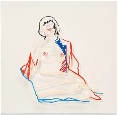 Tom Wesselmann, Monica Sitting, Undressing (W.P.I. E26), 1986/1998, Alkyd oil in colours, on cut-out steel