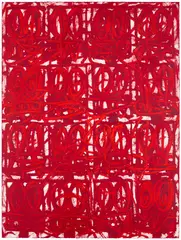 Rashid Johnson, Untitled (Large Anxious Red), 2021, Screenprint in colours, with hand-applied pigment, on wove paper, the full sheet