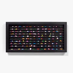 End of Days by Damien Hirst, 2003, Multiple comprising Dymo tape and pills within a stainless steel, aluminium, glass and painted MDF cabinet, sold Sep 2025