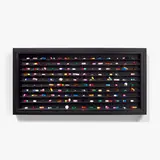 Damien Hirst, End of Days, 2003, Multiple comprising Dymo tape and pills within a stainless steel, aluminium, glass and painted MDF cabinet