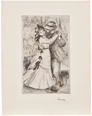 Pierre-Auguste Renoir, La danse à la campagne, 2e planche (Dance in the Country, 2nd plate) (D. 2, S. 2), circa 1880, Soft-ground etching, on wove paper, with full margins