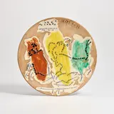 Pablo Picasso, Cogida (The Bullfighting Toss) (A.R. 421), 1959, White earthenware round dish painted in colours with partial brushed glaze