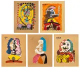 Pablo Picasso, Portraits imaginaire (Imaginary Portraits): five prints, 1969, Five offset lithographs in colours, on Arches paper, the full sheets