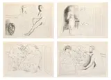 Pablo Picasso, Le chef-d'oeuvre inconnu (The Unknown Masterpiece) (Bl. 82-94, Ba. 123-135, C. Bks. 20), 1931, The complete set of 13 etchings, on BFK Rives paper, with full margins, with text by Honoré de Balzac, title page and colophon, all bound in green and gold leather boards with gold printed author's name and title on the spine