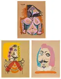 Pablo Picasso, Portraits imaginaire (Imaginary Portraits): three prints, 1969, Three offset lithographs in colours, on Arches paper, the full sheets