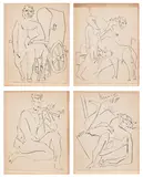 Pablo Picasso, Deux contes (Two Tales) (Bl. 472-475, Ba. 793-796, C. Bks. 45), 1947, The complete set of four engravings, on Lana paper, the full sheets folded (as issued), with text by Ramon Revéntós, title page and colophon, all contained in the original wooden portfolio boards with burgundy printed title and cloth ties