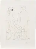 Pablo Picasso, Femmes au bain (Bathing Women), plate 78 from La Suite Vollard (Bl. 206, Ba. 404), 1934, Etching, on Montval laid paper watermarked Vollard , with unevenly trimmed margins