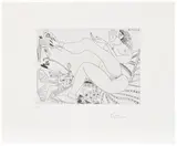 Pablo Picasso, Fumeur d'opium, femme en pantoufles sur son lit et petit chien (Opium Smoker, Woman in Slippers on Her Bed and Small Dog), plate 284 from Série 347 (Bl. 1764, Ba. 1781), 1968, Etching, on BFK Rives paper, with full margins