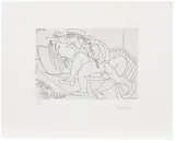 Pablo Picasso, Raphaël et la Fornarina XXI: Michel-Ange est caché sous le lit (Raphael and the Fornarina XXI: Michelangelo is Hidden Under the Bed), plate 316 from Série 347 (Bl. 1796, Ba. 1813), 1968, Etching, on BFK Rives paper, with full margins