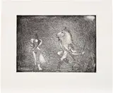 Pablo Picasso, Homme arrêtant un cheval devant une femme (Man Stopping a Horse in Front of a Woman), plate 57 from Série 347 (Bl. 1537, Ba. 1553), 1968, Etching and aquatint, on BFK Rives paper, with full margins
