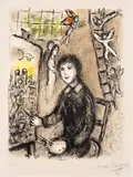 Marc Chagall, Le peintre devant le tableau (The Painter in Front of the Picture) (M. 932), 1978, Lithograph in colours, on Arches paper, with full margins