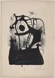 Le magnétiseur sur toile (The Mesmerizer on Cloth) (M. 599) by Joan Miró, 1969, Lithograph, on burlap laid to Chiffon de Mandeure paper, with full margins, sold Sep 2025